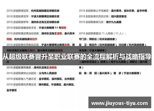 从超级联赛晋升至职业联赛的全流程解析与战略指导